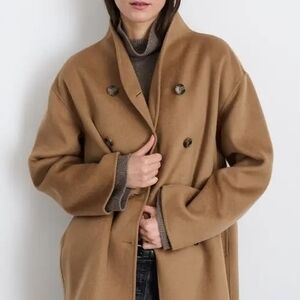 Alex Mill Camel Double-Breasted Pea Coat